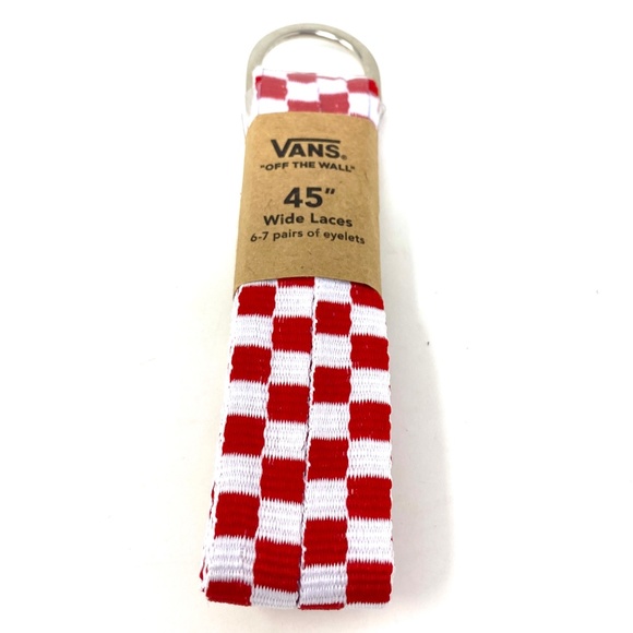 VANS Off The Wall Wide Shoe Laces 45" Checkerboard Red White VN0A3I4ARLM - Picture 2 of 5
